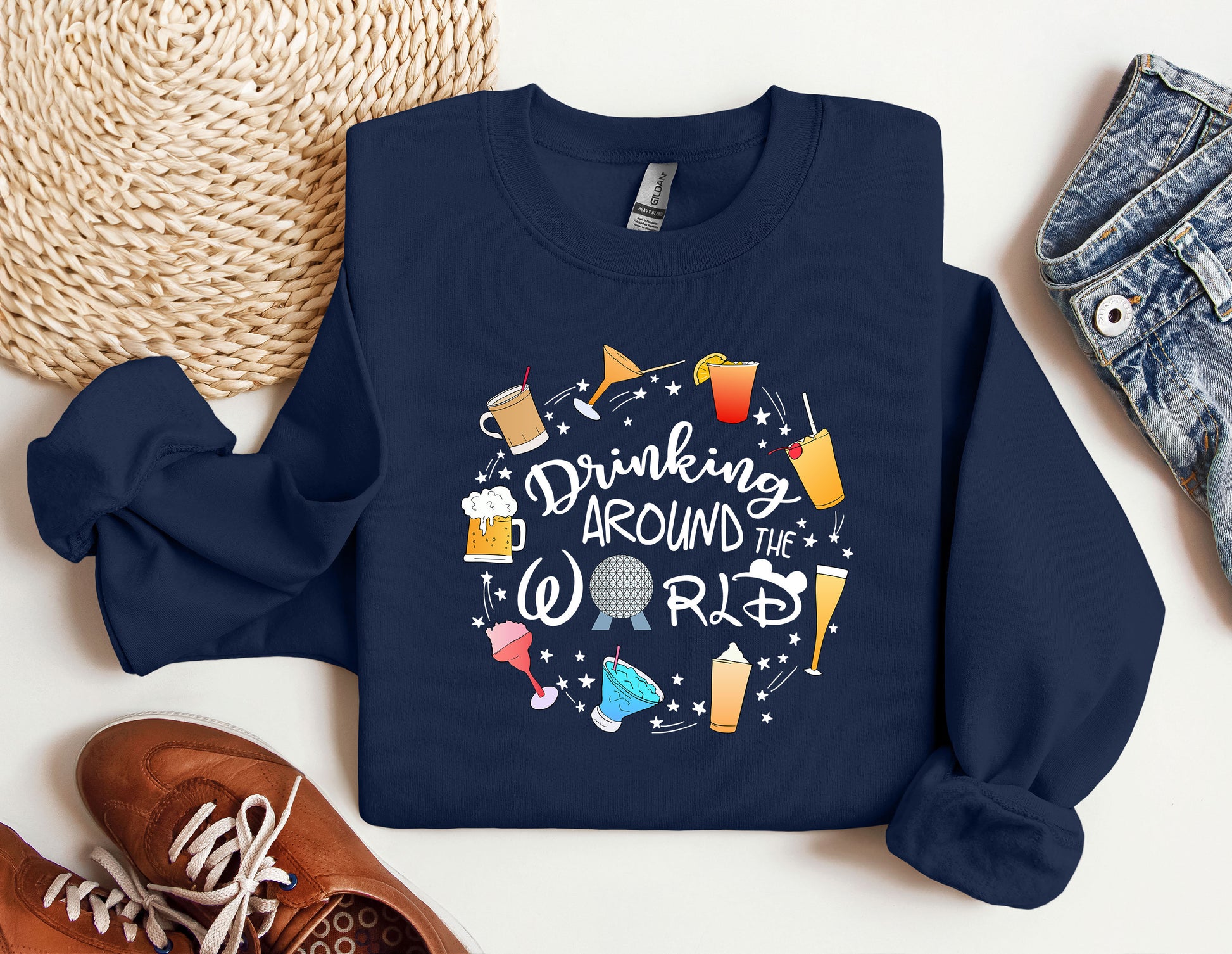 a sweatshirt that says drink around the world