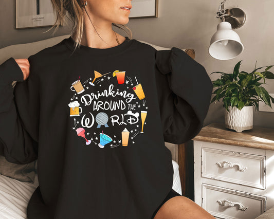 Drinking Around World Sweatshirt, I am Here For The Drinks, Family Hoodie, Disney Food Beer Crewneck, Disneyland Sweatshirt, Vacation Sweat