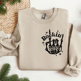 a sweatshirt with a rockin'hippy hand on it