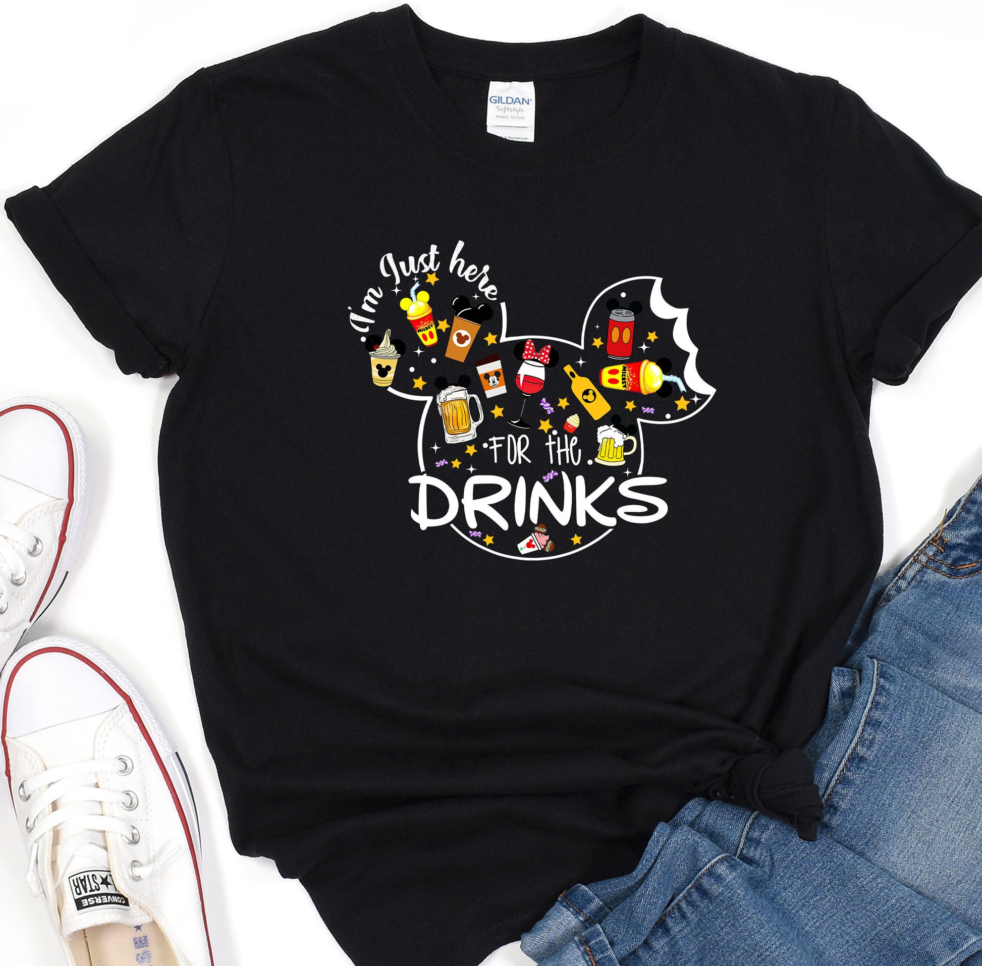 a black shirt with a mickey mouse design on it