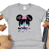 a gray shirt with a minnie mouse face on it