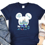 a blue shirt with a mickey mouse head on it