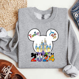 a gray shirt with a mickey mouse head on it