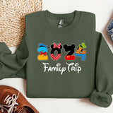 a green sweatshirt with mickey mouse and mickey mouse on it