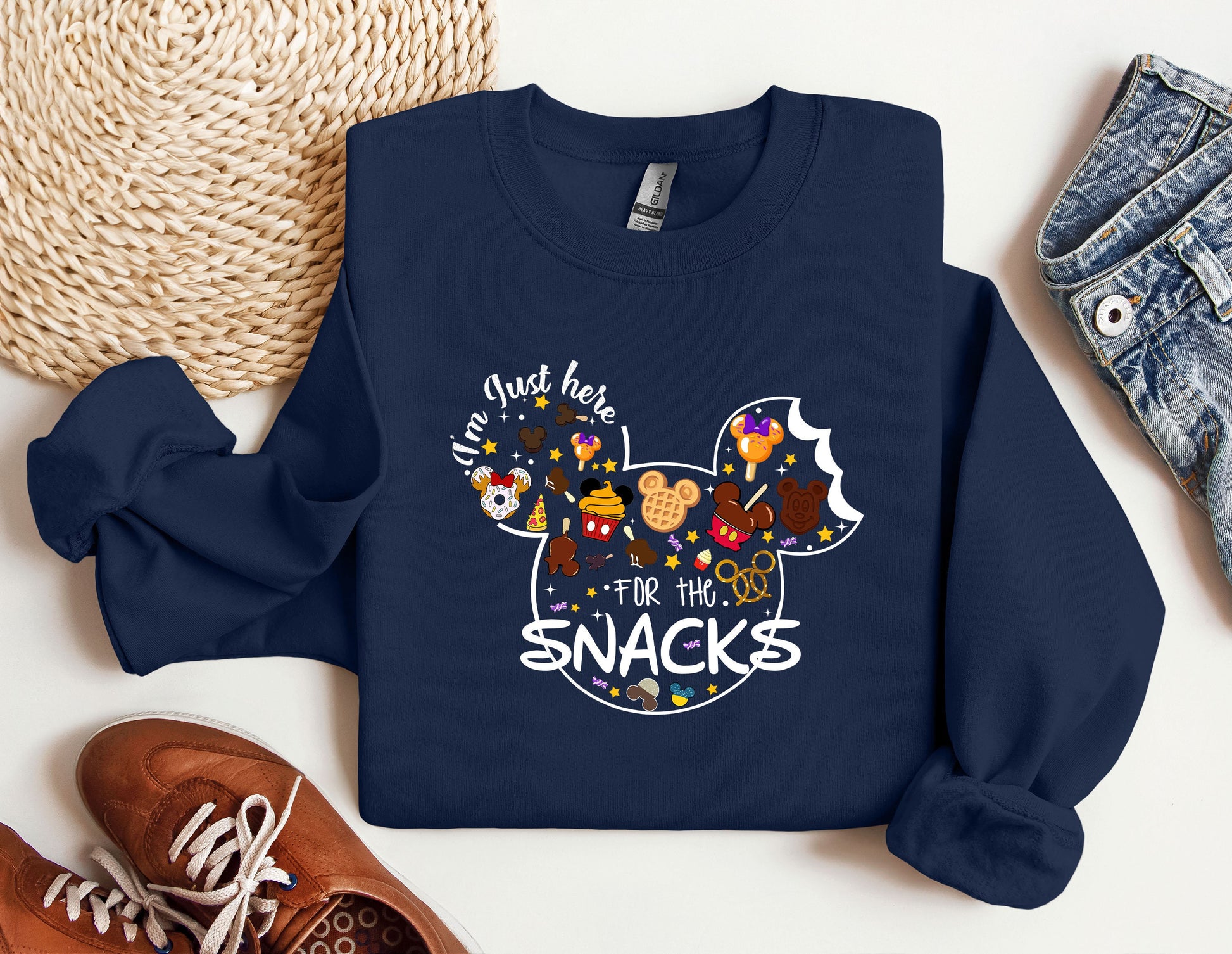 a mickey mouse shirt with the words i&#39;m going to the snacks on it