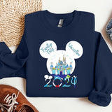 a blue shirt with a mickey mouse head on it