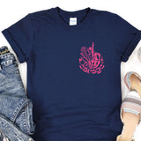 a t - shirt with a picture of a castle on it