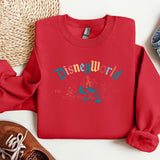 a red sweatshirt with the words disney world on it