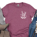 a t - shirt with a peace sign on it