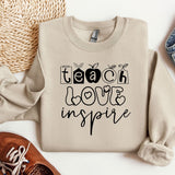 Teach Love Inspire Sweatshirt, Teacher Appreciation Gift, Back To School, New Teacher Gift, Elementary School Teacher, Team Teacher Crewneck kindergarten, high school, middle school