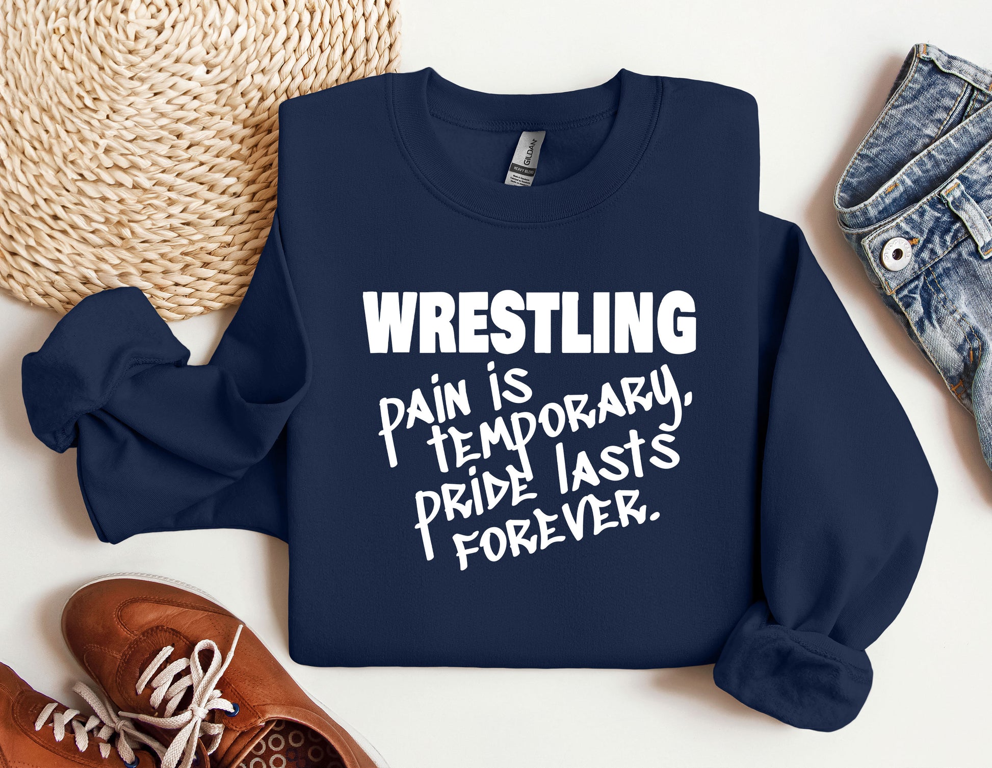 a sweatshirt that says wrestling pain is temporary and i&#39;m last forever