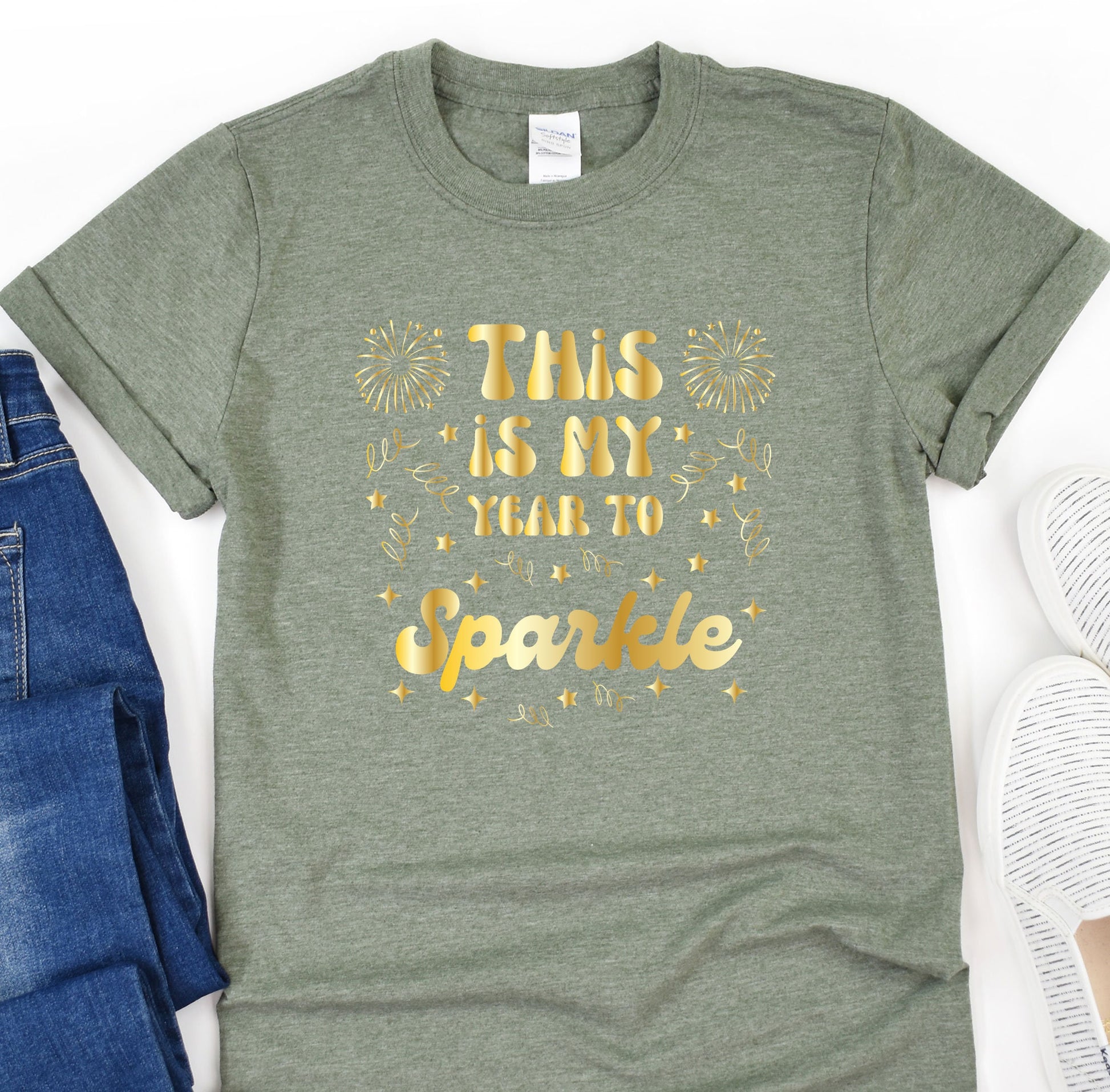 this is an image of a t - shirt with sparkle