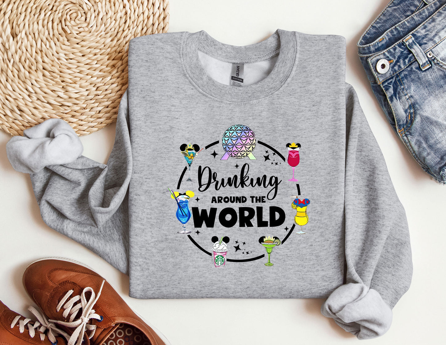 a sweatshirt that says drinking around the world