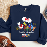 a blue sweatshirt with a cartoon character on it