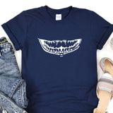 a t - shirt with a picture of a mouth on it