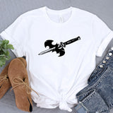 a t - shirt with a hammer and a knife on it