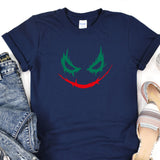 a t - shirt with a joker face painted on it