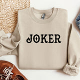 a sweater with the word joker printed on it