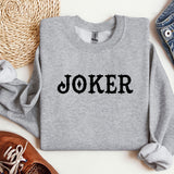 a sweater with the word joker printed on it