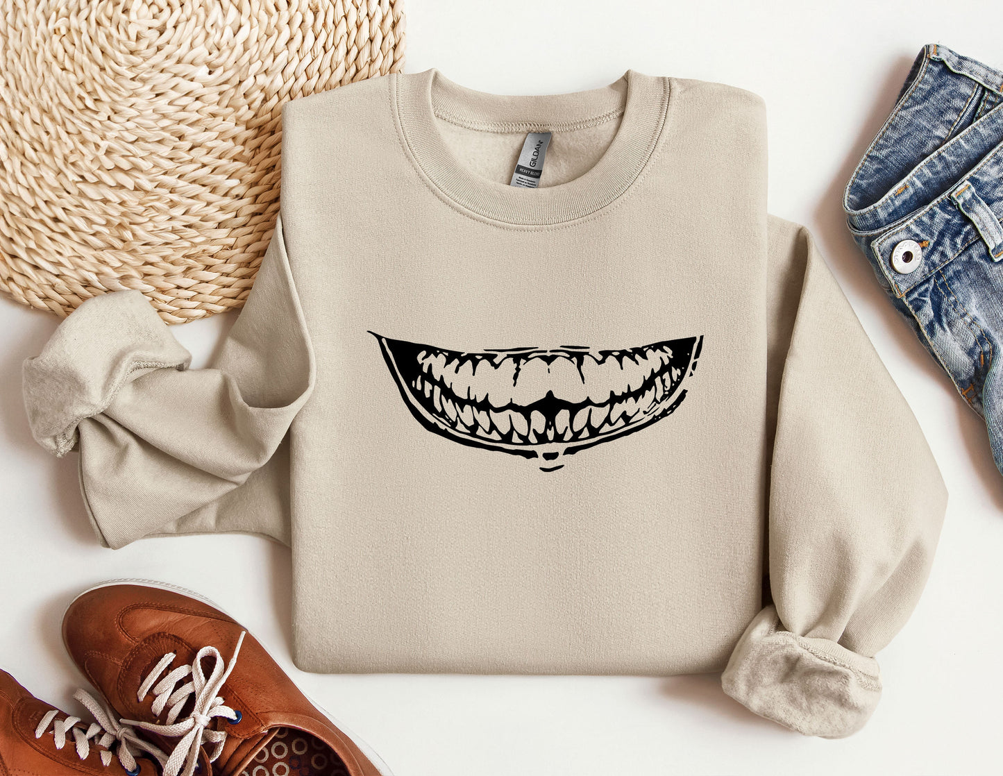 a sweater with a smile drawn on it