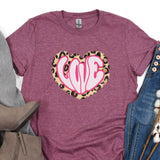 a t - shirt with a leopard print heart on it