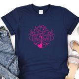 a t - shirt with a pink heart on it