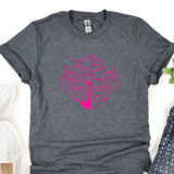 a t - shirt with a pink tree on it