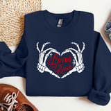 a blue sweatshirt with the words love you written on it