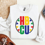 a white shirt with a colorful logo on it