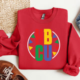 a red shirt with a colorful logo on it