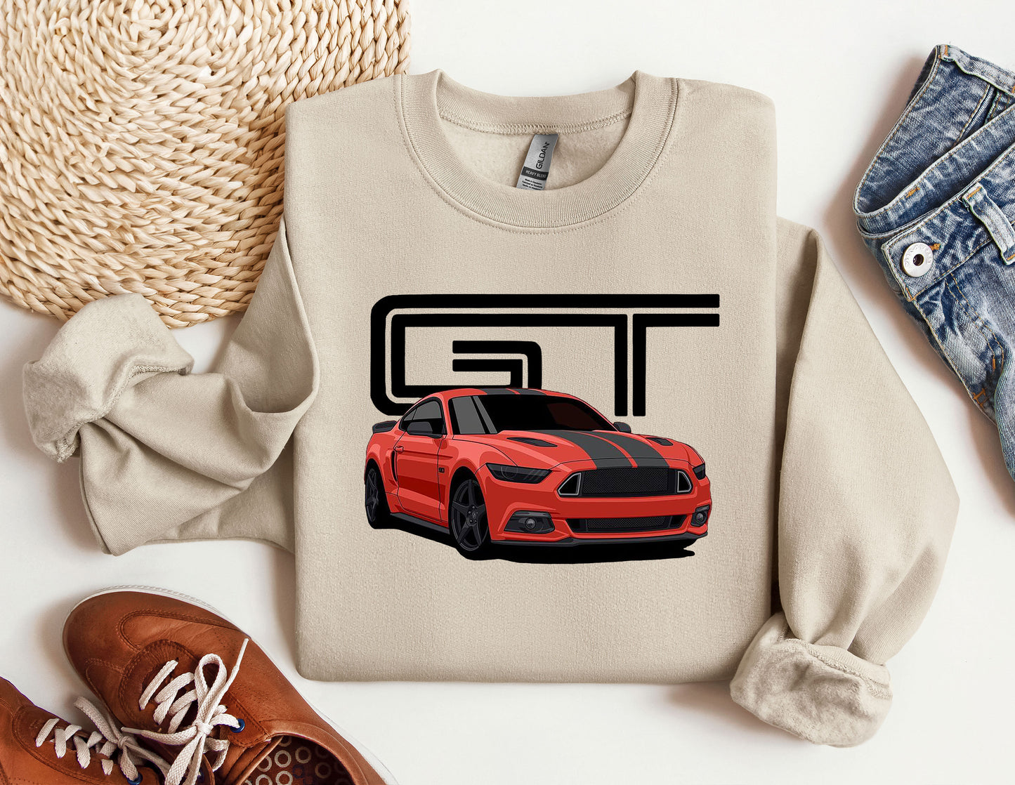 a sweatshirt with a picture of a car on it