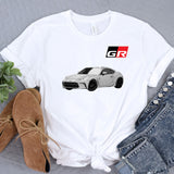 a white t - shirt with a picture of a car on it