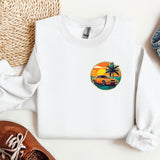 a white sweatshirt with a palm tree on it
