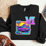 a black sweatshirt with the letter v on it