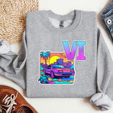 a grey sweatshirt with a vw design on it