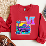 a red sweatshirt with the letter v on it