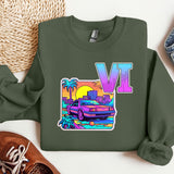 a green sweatshirt with the letter v on it