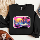 a black sweatshirt with a picture of a car on it