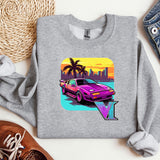 a sweatshirt with a picture of a car on it
