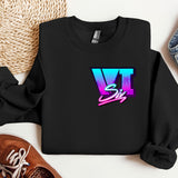 a black sweatshirt with the letter v on it