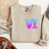 a sweater with the letter v on it next to a pair of shoes