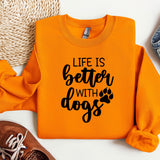 an orange shirt with a dog's paw on it