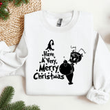 a white sweatshirt with a christmas design on it