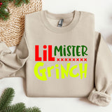 a sweater with the words lil mister grin on it