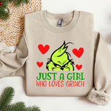 a sweater that says just a girl who loves grin