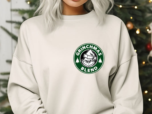 a woman with grey hair wearing a starbucks sweatshirt