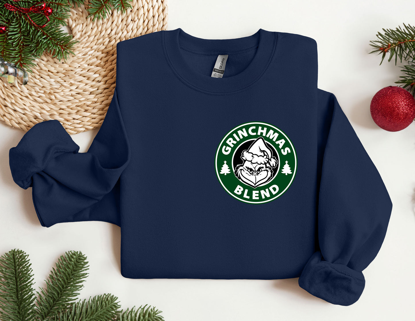 a blue sweatshirt with a starbucks logo on it