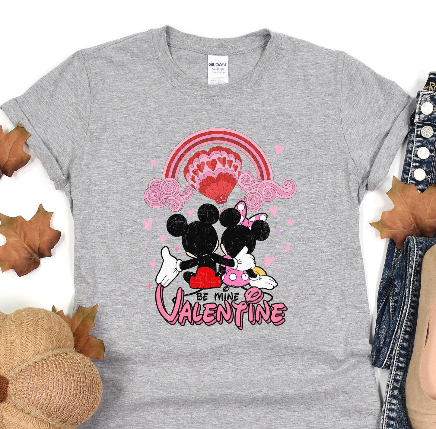 a mickey mouse and minnie mouse valentine t - shirt