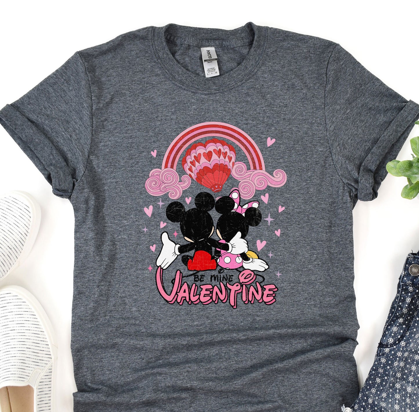 a mickey and minnie mouse valentine&#39;s day t - shirt