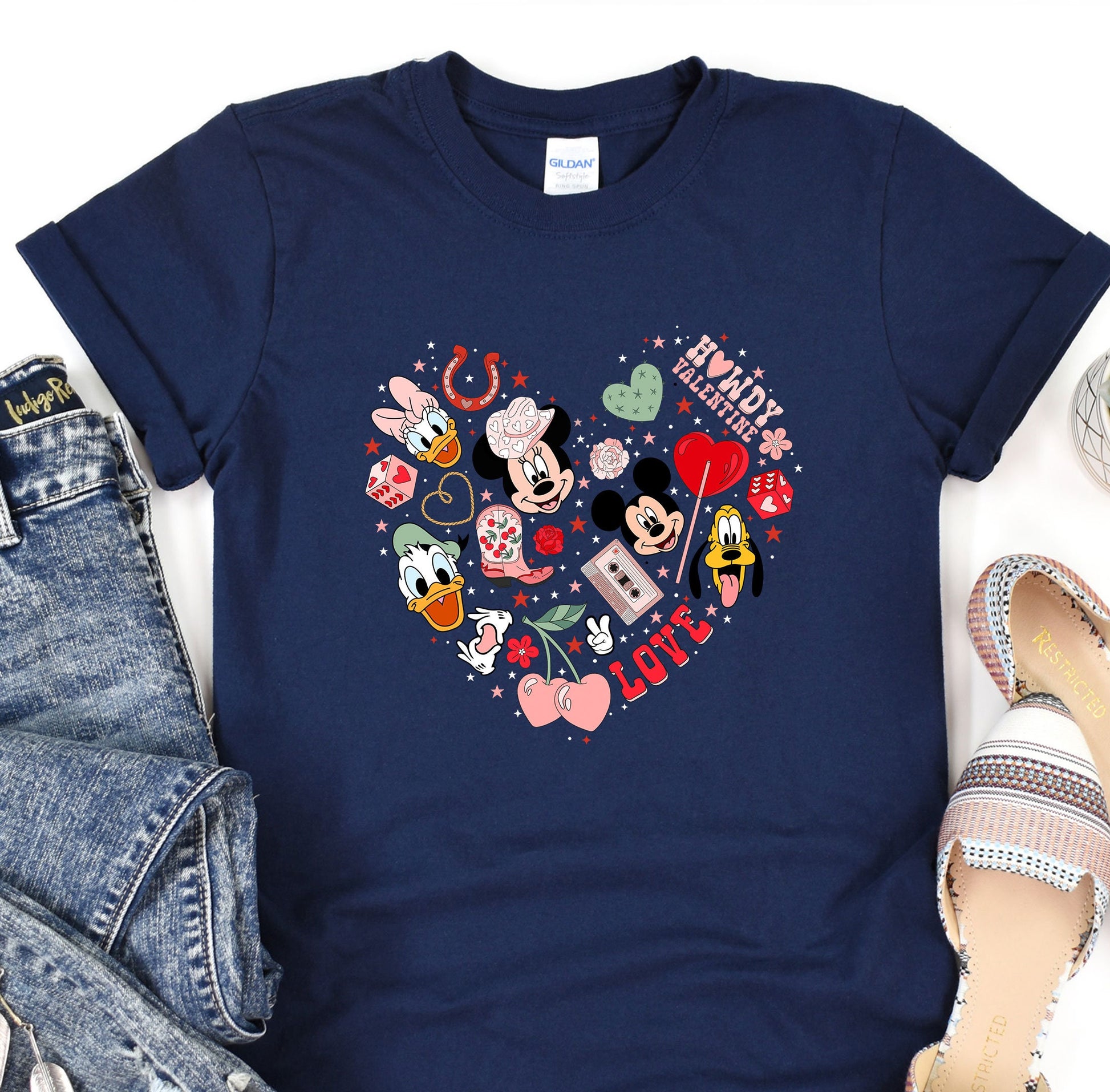 a t - shirt with a mickey mouse heart on it